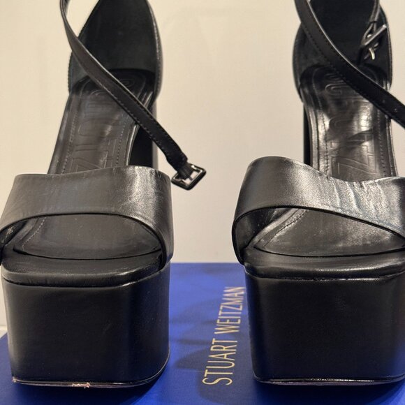 Schutz Black Platform Ankle Strap Heels - Picture 6 of 7